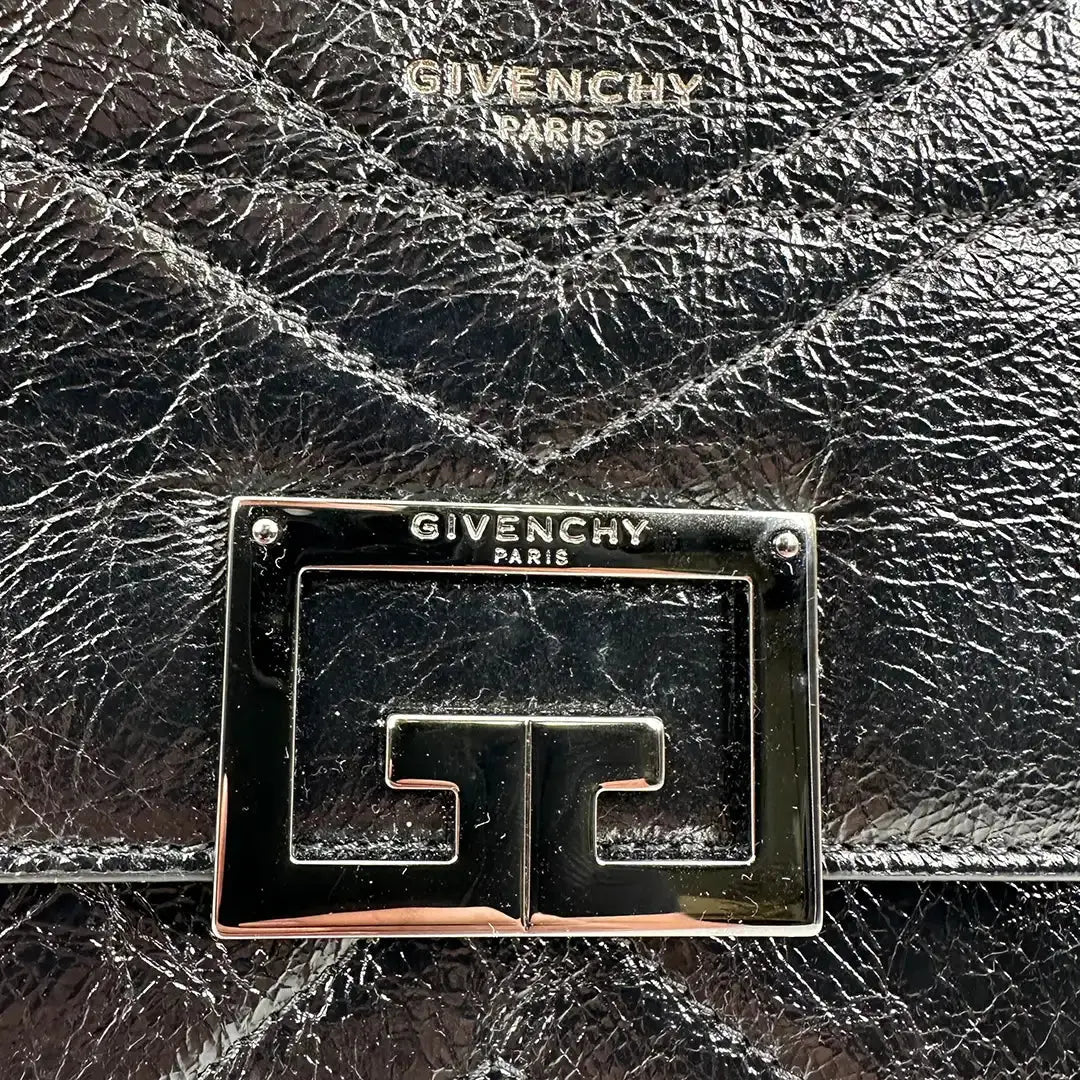Givenchy ID Flap Stachel Tasche Medium Kalbsleder schwarz / sehr gut Givenchy