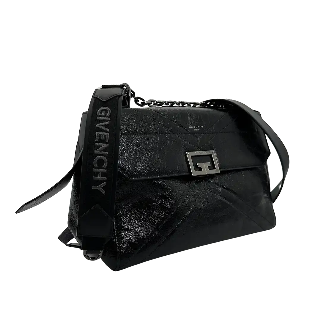 Givenchy ID Flap Stachel Tasche Medium Kalbsleder schwarz / sehr gut Givenchy