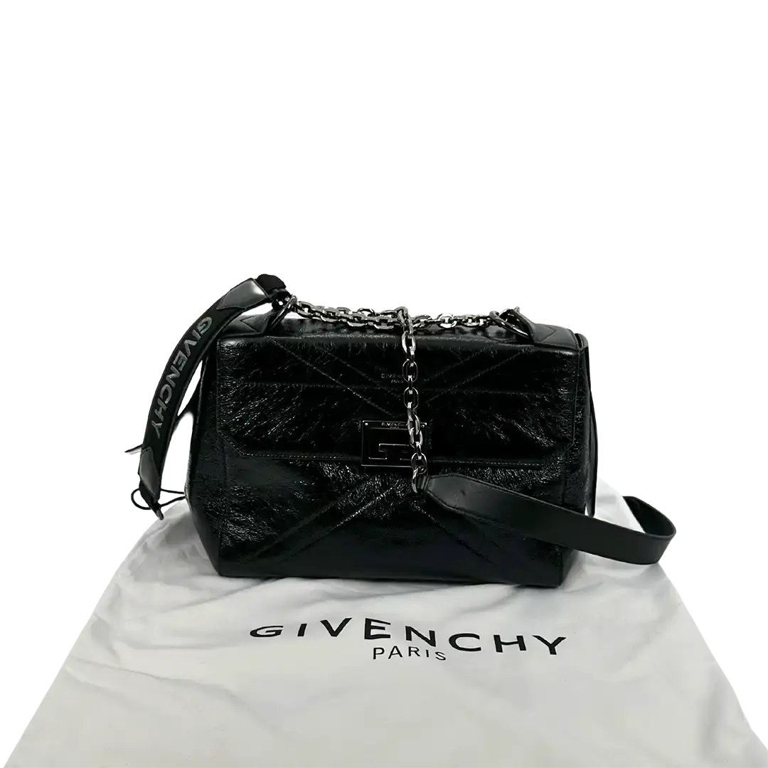 Givenchy ID Flap Stachel Tasche Medium Kalbsleder schwarz / sehr gut Givenchy