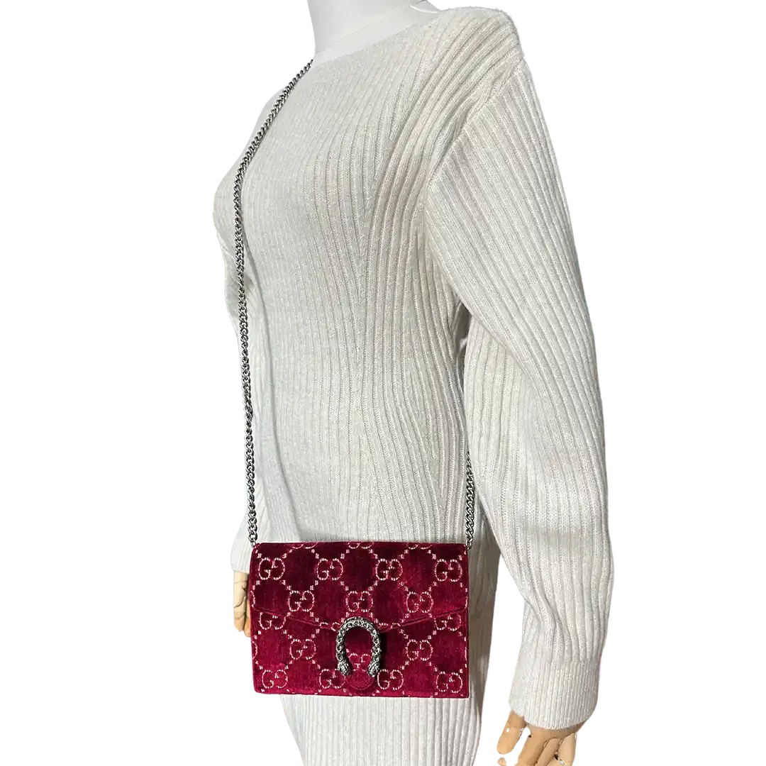 Gucci Dionysus Chain Wallet rot samt Fullset / neuwertig Gucci