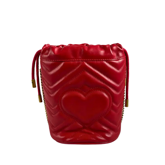 Gucci GG Marmont Leder Mini Bucket rot / sehr gut Gucci