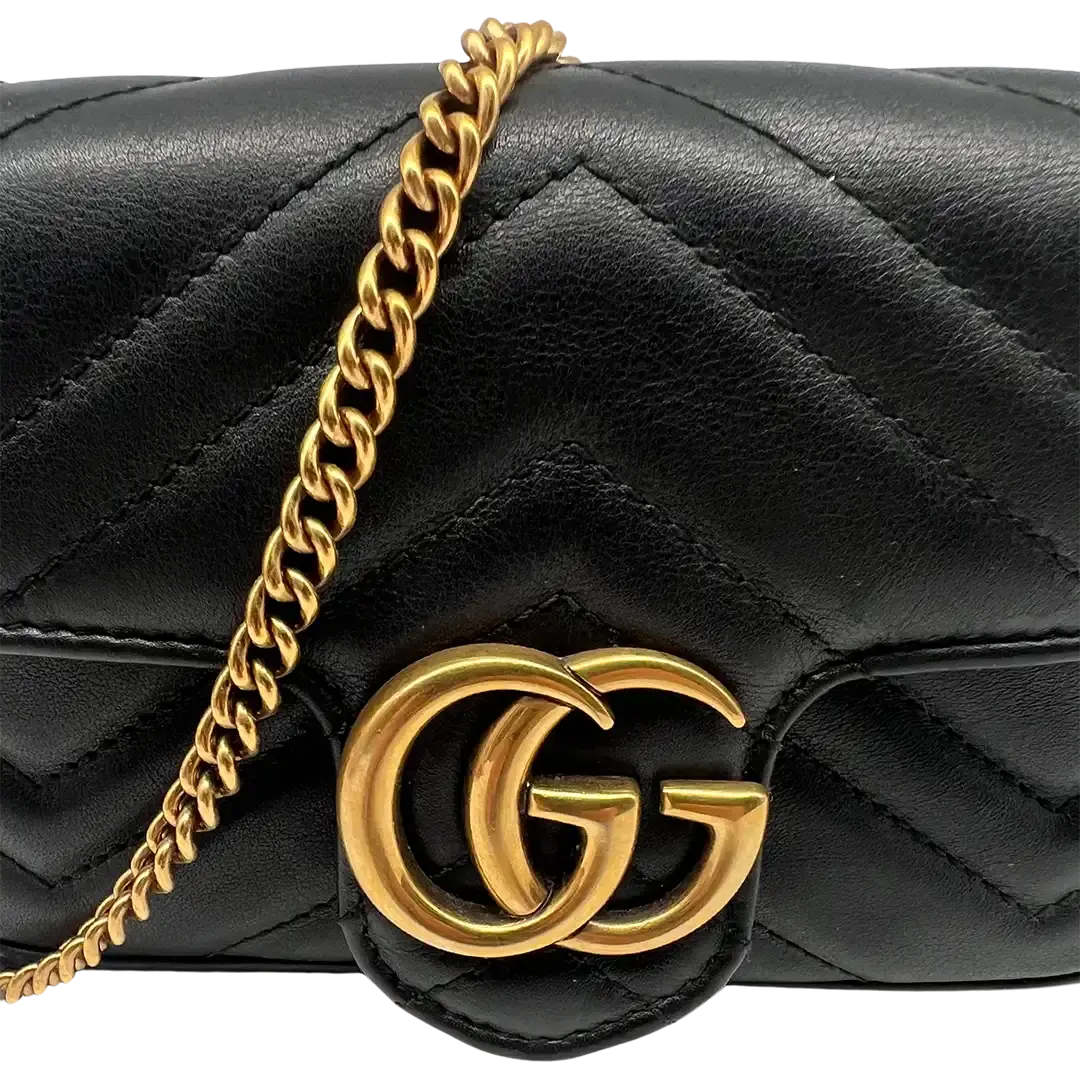 Gucci GG Marmont Matelasse Super Mini Bag schwarz / sehr gut Gucci