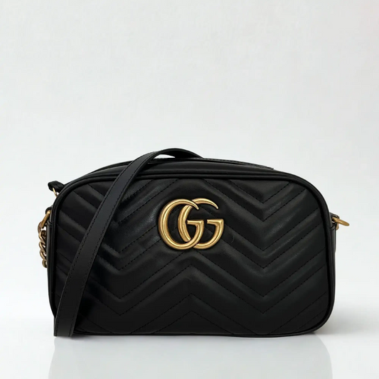 Gucci GG Marmont schwarz Leder Small / neuwertig Gucci