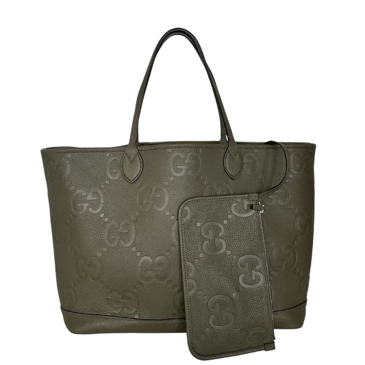 Gucci Jumbo GG Large Tote Bag Leder Olive / neuwertig Gucci