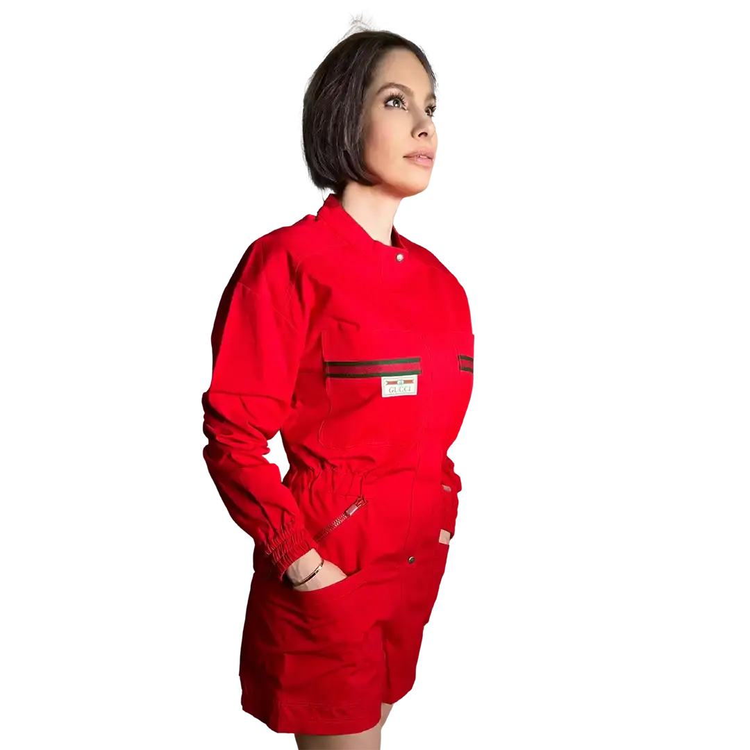 Gucci Jumpsuit rot Größe S ungetragen mit Etikett Gucci