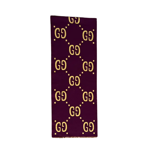 Gucci Schal aus GG Jacquard aus Wolle und Seide gelb / lila / neuwertig Gucci
