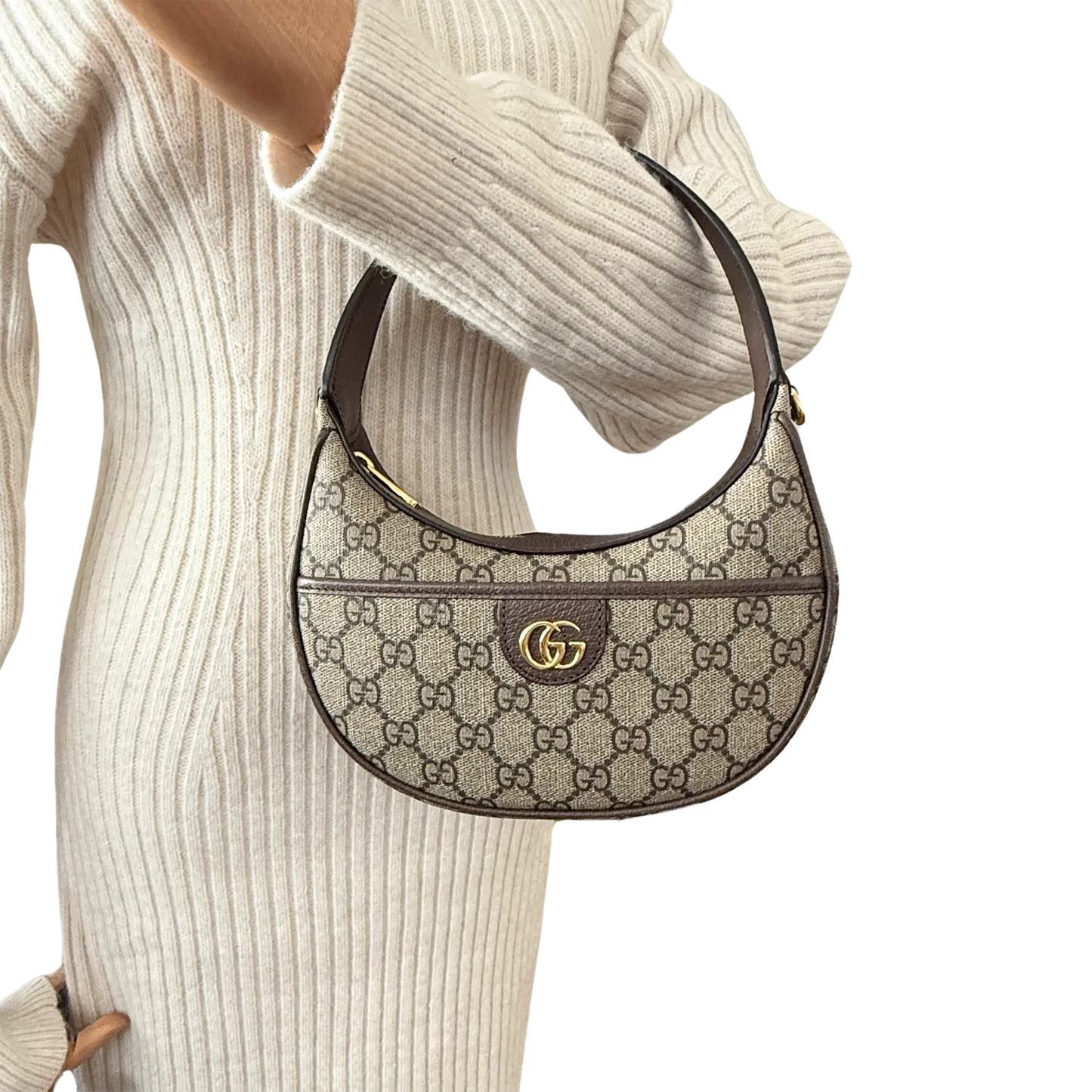 Gucci Schultertasche Ophidia GG Mini aus Canvas Braun / neuwertigt Gucci