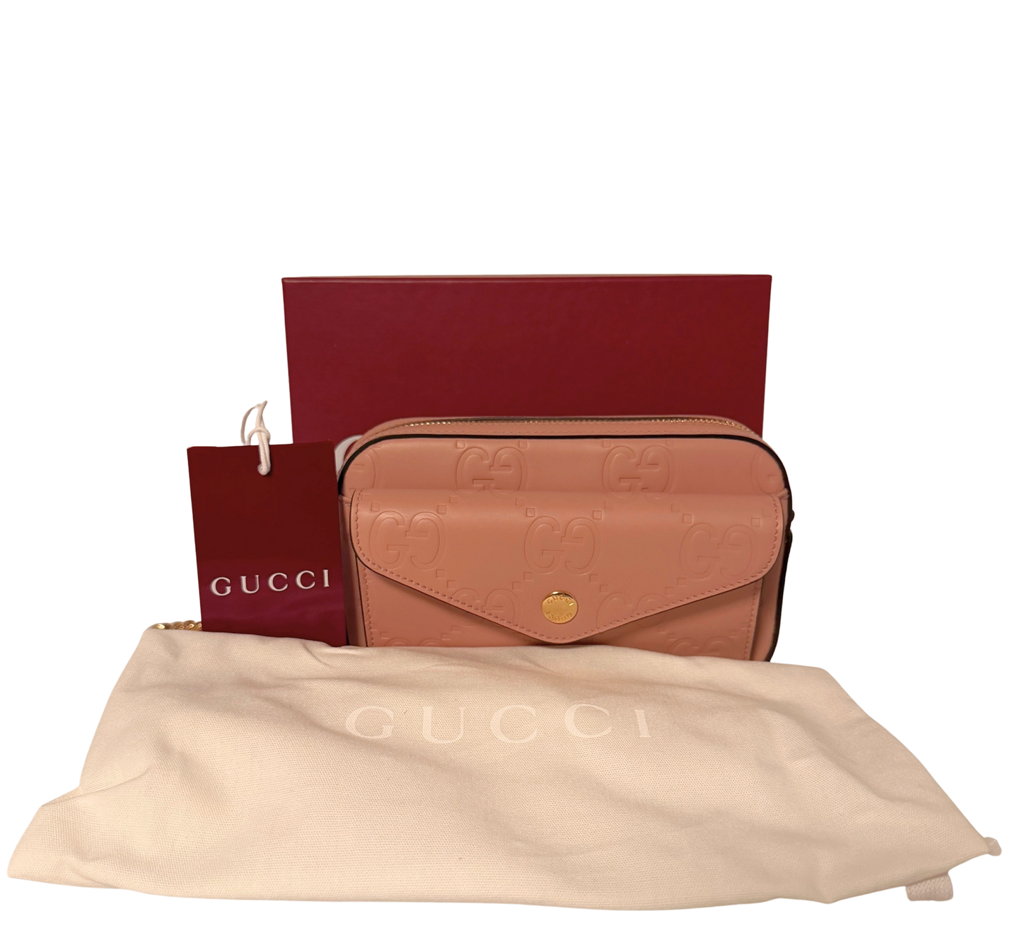Gucci GG Leder Schultertasche rosa / neuwertig Gucci