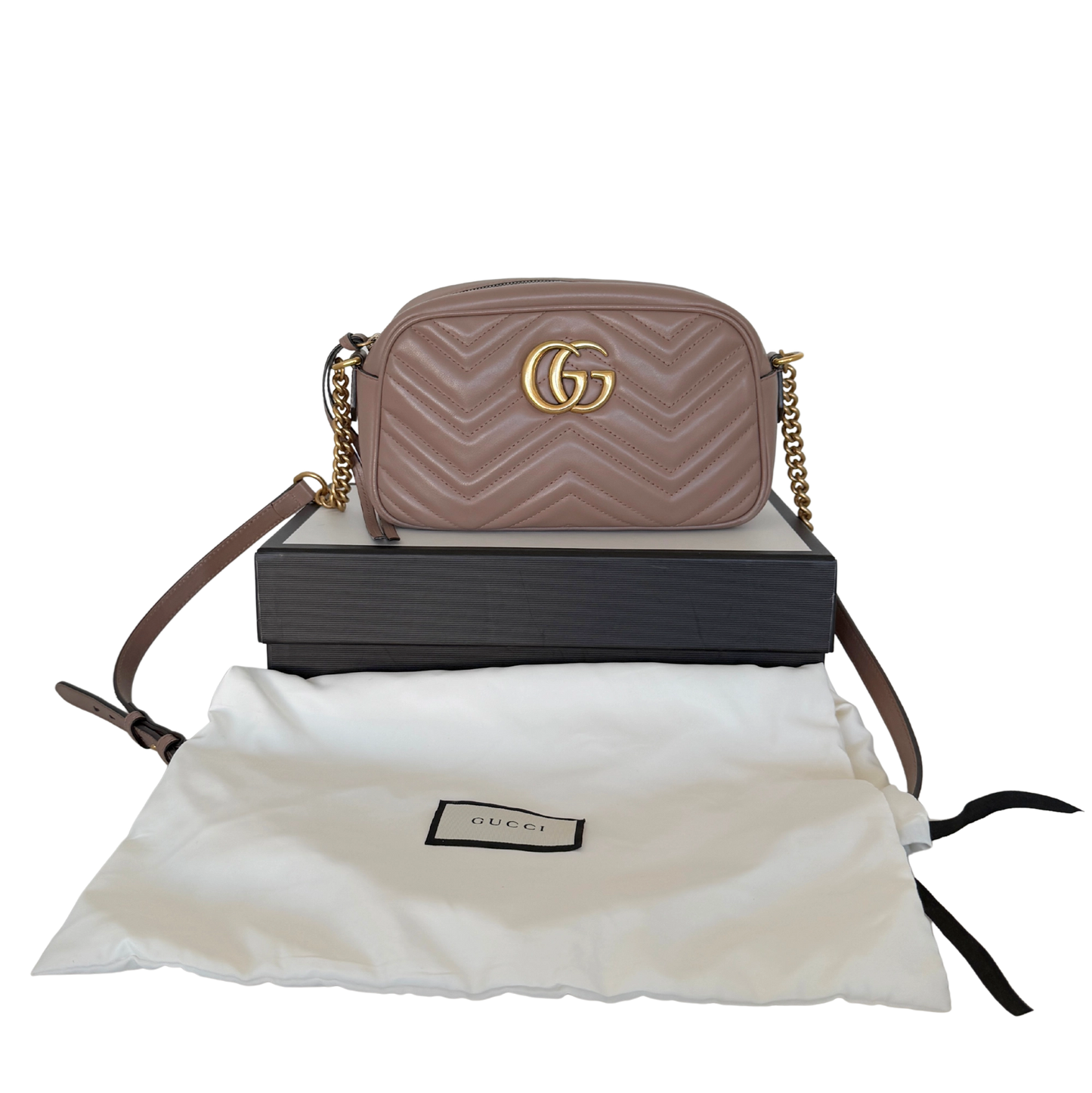 Gucci GG Marmont Camerabag klein Puderrosa Leder / sehr gut Gucci