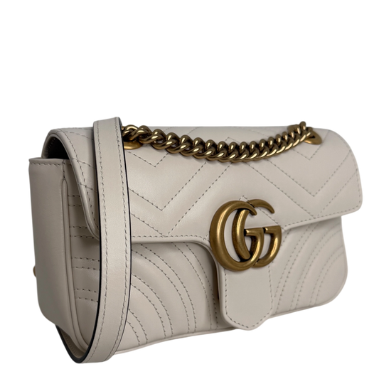 Gucci GG Marmont Small Leder weiß Version 2025 / sehr gut Gucci