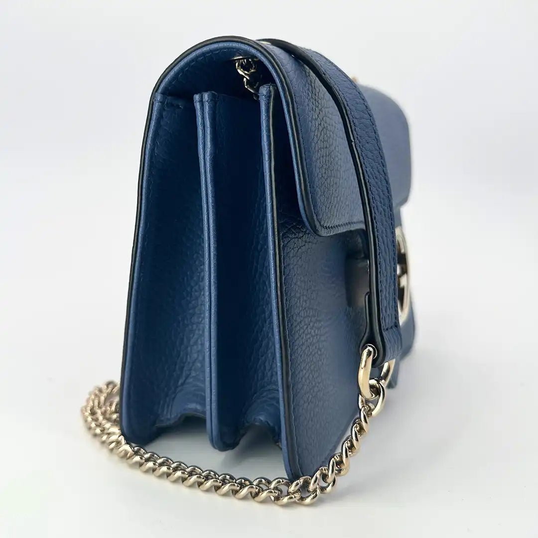 Gucci Interlocking G Small Schultertasche blau Leder / gut Gucci
