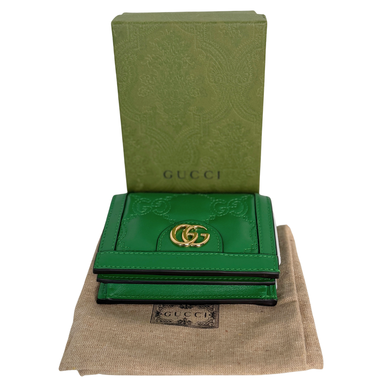 Gucci GG Matelasse Geldbörse grün Leder / neuwertig Gucci