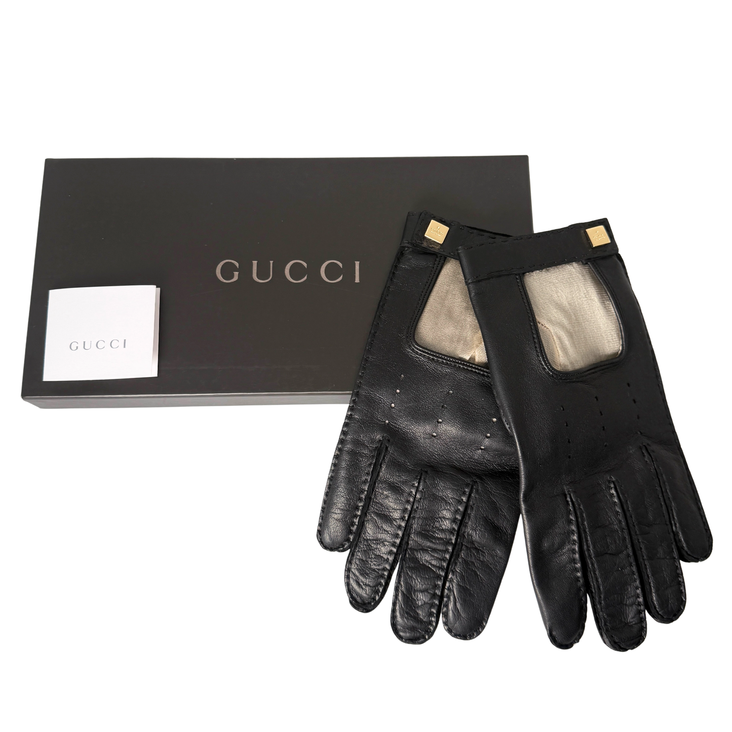 Gucci Lederhandschuhe Größe 8 1/2 Schwarz / neuwertig Gucci