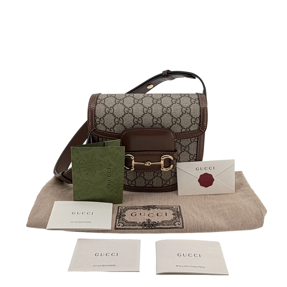 Gucci Horsebit 1955 Mini Rounded GG Supreme Canvas Beige Braun Gold – Ansicht 8