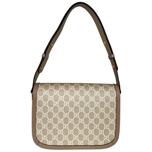 Gucci Horsebit 1955 Small Shoulder Bag GG Supreme Beige Weiß Gold Gucci