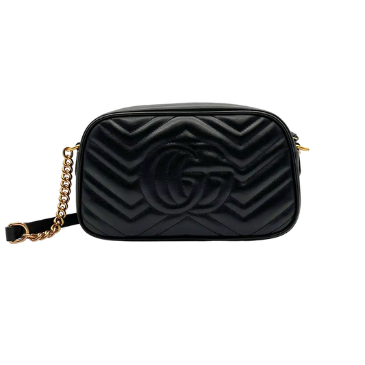 Gucci GG Marmont Kamera-Schultertasche schwarz / neuwertig Echtheitscheck