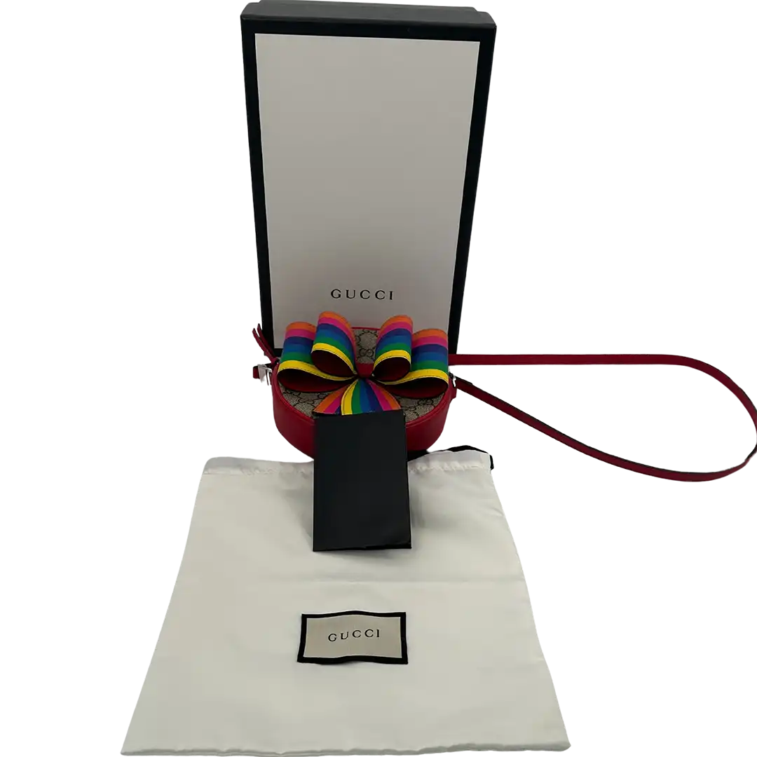 Gucci Kids GG Supreme Ribbon Rainbow Schultertasche Fullset / sehr gut Gucci