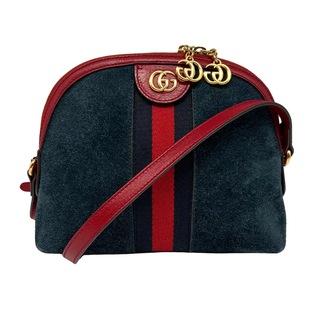 Gucci Marmont Ophidia Blue Suede Red Wildleder GG Crossbody Tasche s Echtheitscheck