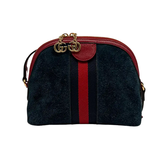 Gucci Marmont Ophidia Blue Suede Red Wildleder GG Crossbody Tasche / sehr gut Gucci