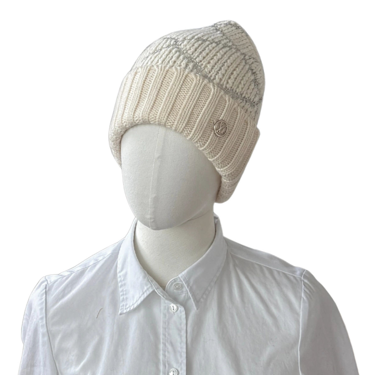 Louis Vuitton Strickmütze Beanie Beige / sehr gut Louis Vuitton