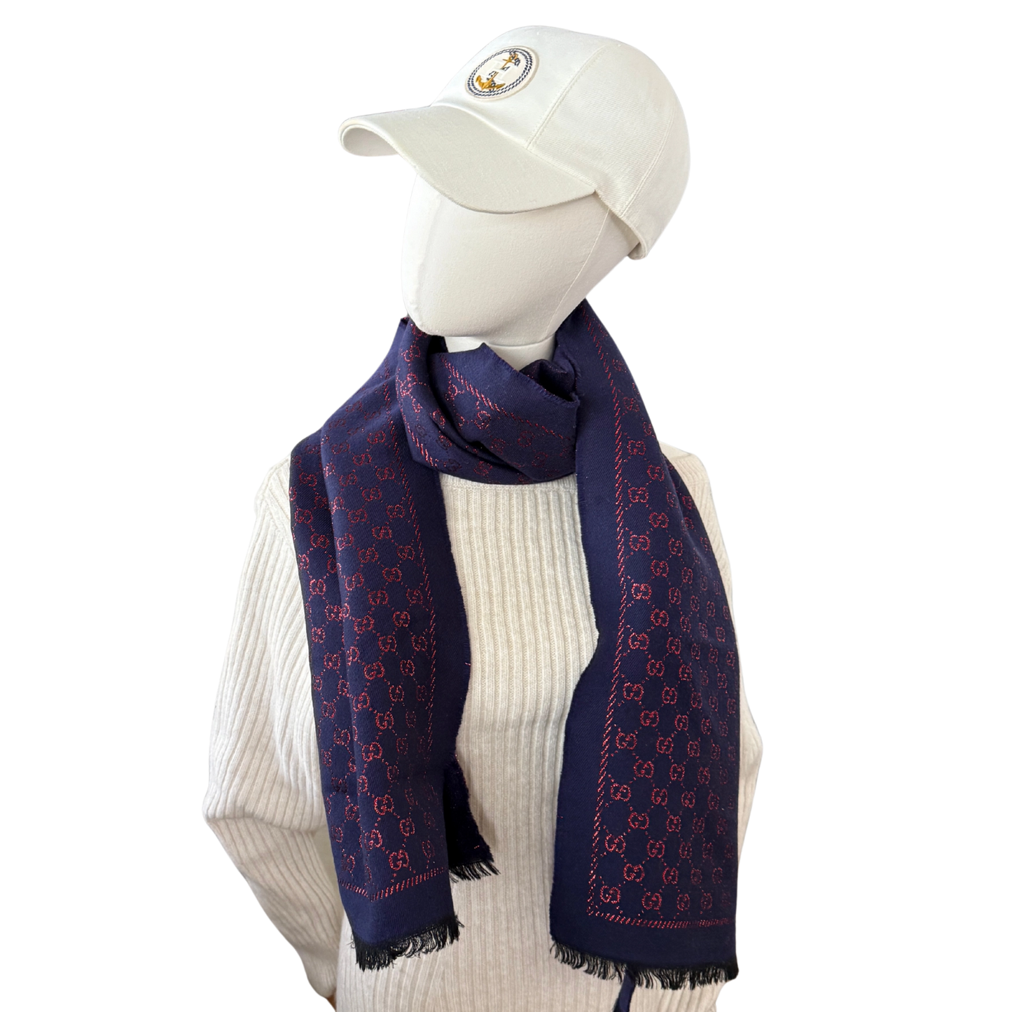 Gucci Schal aus Wolle Marineblau / neuwertig Gucci