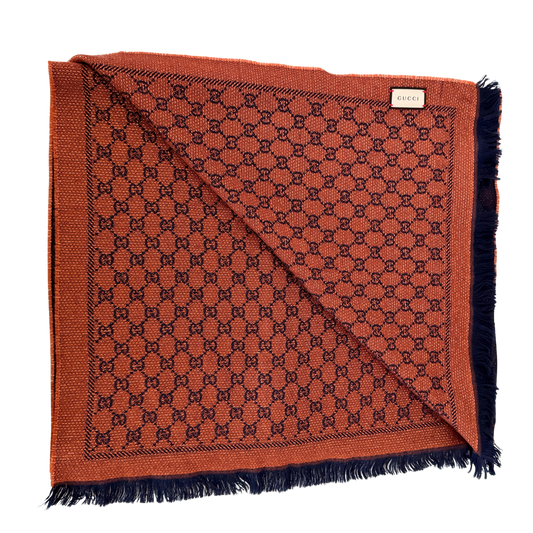 Gucci Schal aus Wolle Dunkelblau Orange / sehr gut Gucci