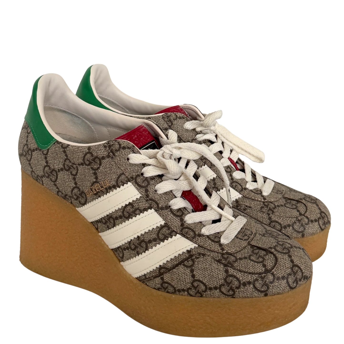 Adidas x Gucci Gazelle Wedge Beige GG Monogram Größe 38 Braun / sehr gut Gucci