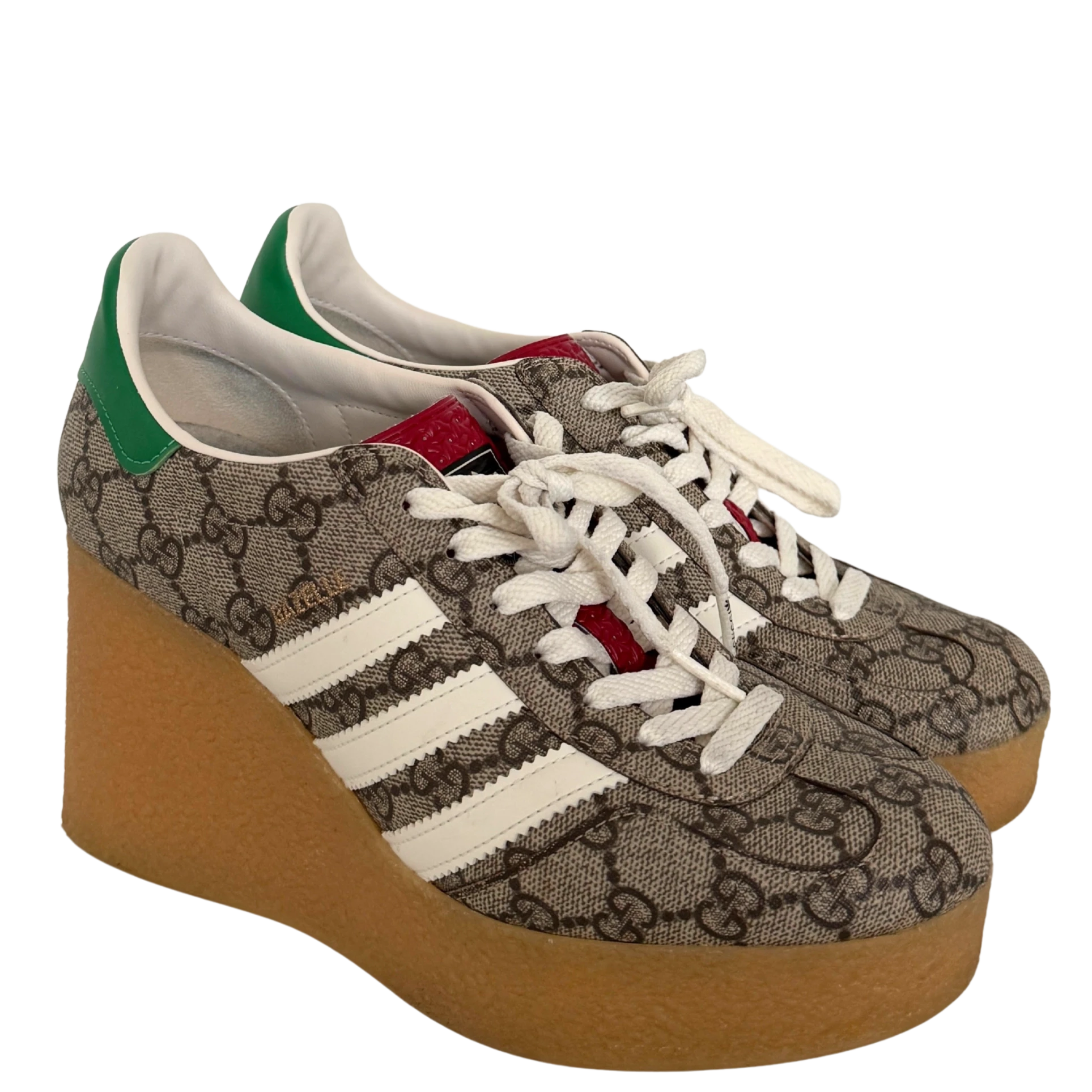 Adidas x Gucci Gazelle Wedge Beige GG Monogram Größe 38 Braun / sehr gut Gucci