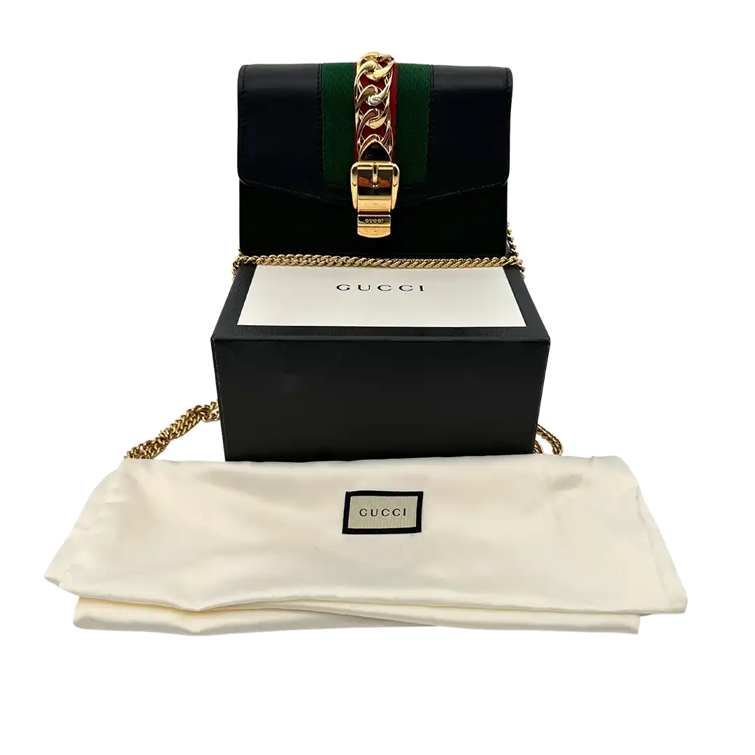 Gucci Super Mini Sylvie Chain Schultertasche Leder / sehr gut Gucci