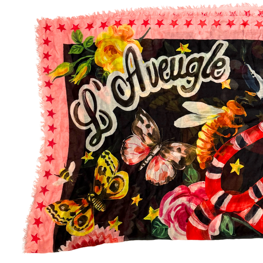 Gucci Tuch Stola Blind by Love Schwarz Rosa / gut Gucci