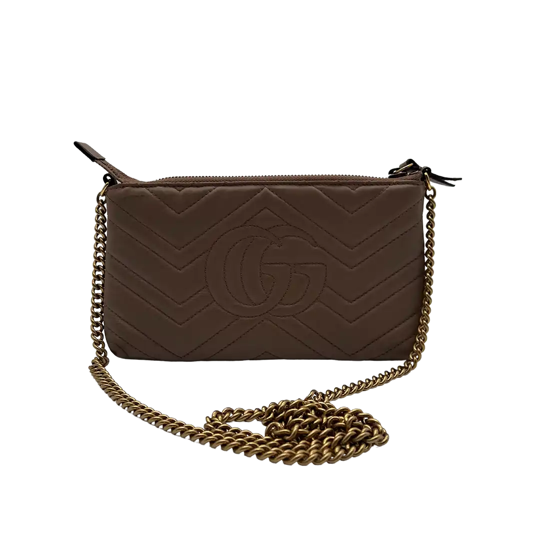 Gucci GG Marmont Matelasse Walle on Chain Mini Tasche mit Kette / gut Gucci