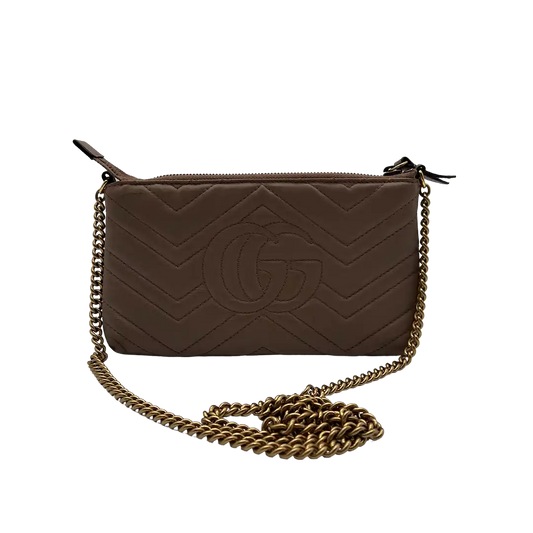 Gucci GG Marmont Matelasse Walle on Chain Mini Tasche mit Kette / gut Gucci
