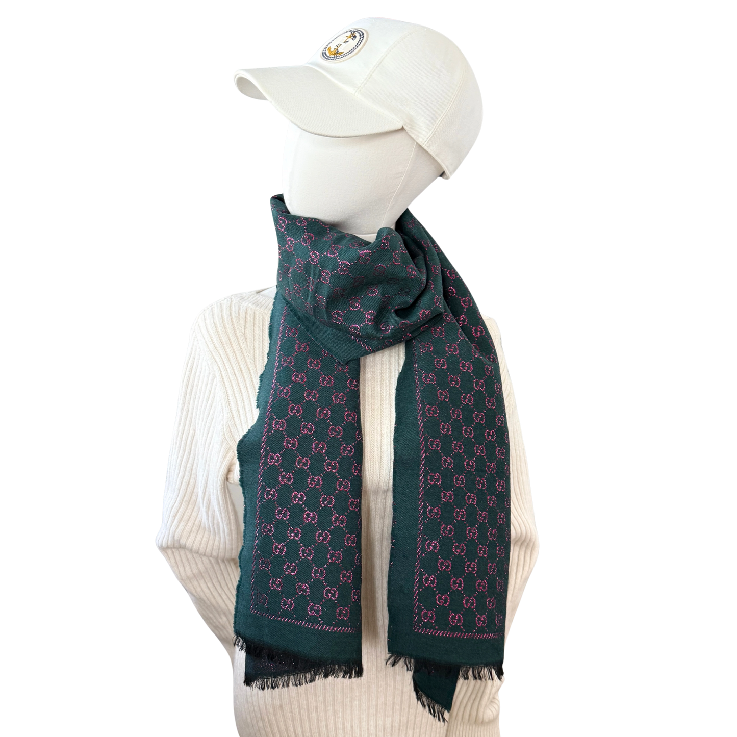 Gucci Schal aus Wolle Dunkelgrün / neuwertig Gucci