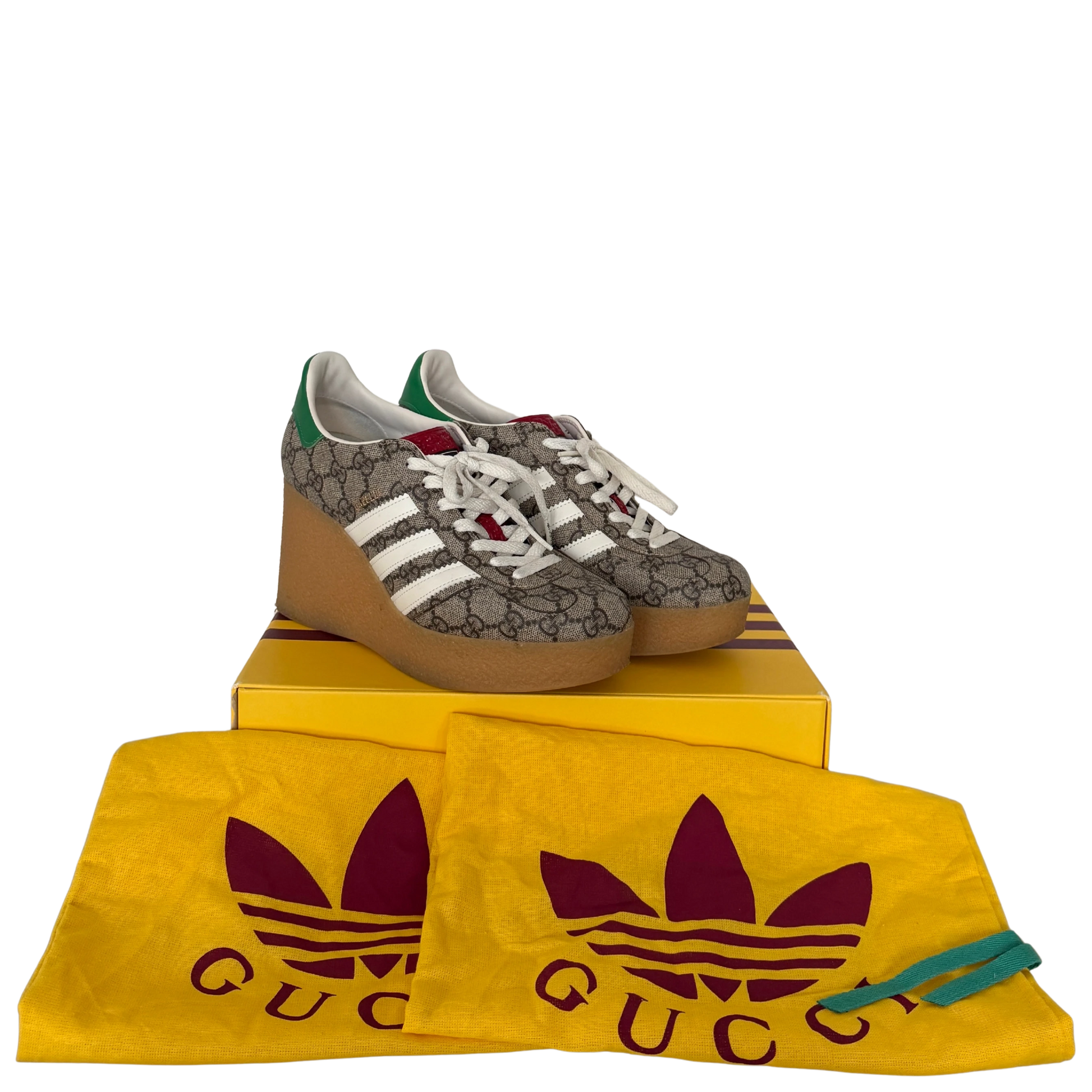 Adidas x Gucci Gazelle Wedge Beige GG Monogram Größe 38 Braun / sehr gut Gucci