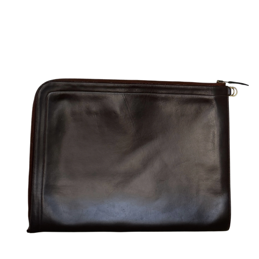 Hermès Aktentasche Leder dunkelbraun Vintage 1980 / akzeptabel Hermès