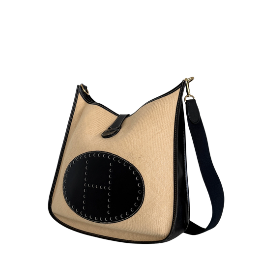 Hermès Evelyne 29 Toile Clemence 1999 Ecru Schwarz / sehr gut Hermès