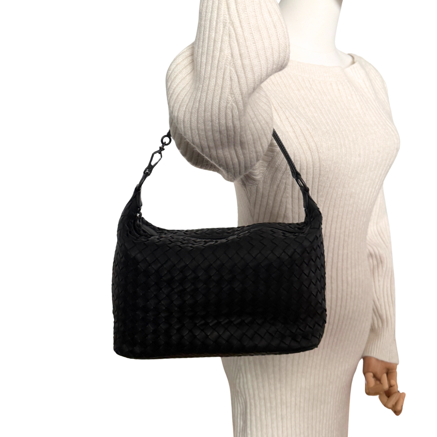 Bottega Veneta Intrecciato Leder Handtasche Schwarz / neuwertig Bottega Veneta