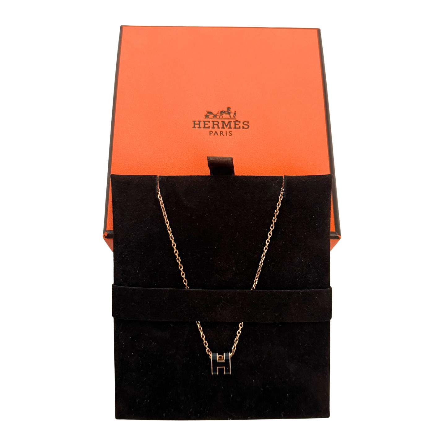 Hermès Halskette Mini Pop H Schwarz / neuwertig Hermès