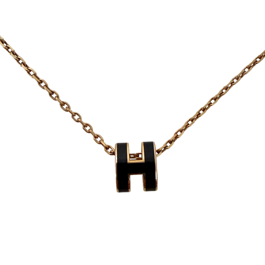 Hermès Halskette Mini Pop H Schwarz / neuwertig Hermès