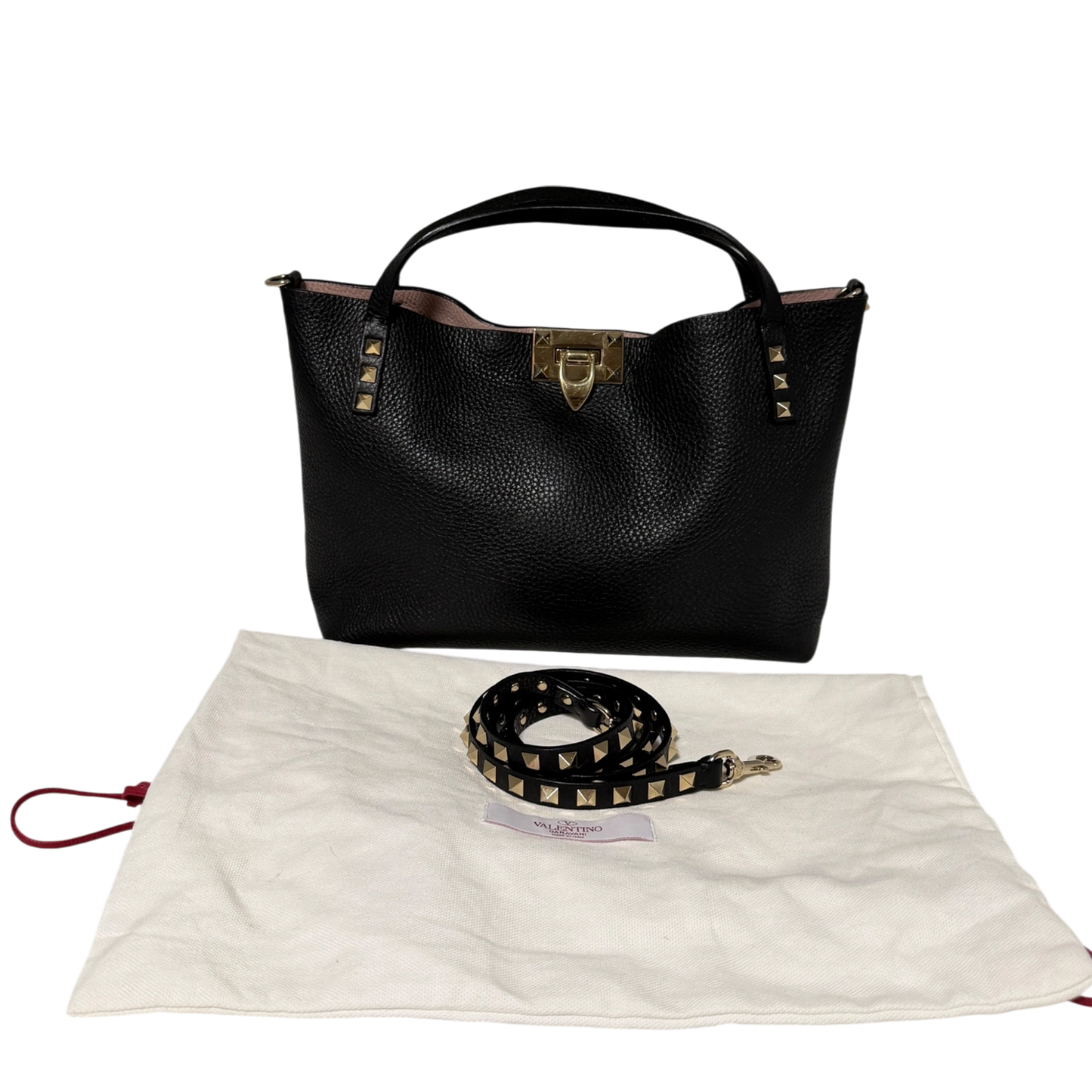 Valentino Garavani Rockstud mit Pochette Handtasche Schwarz / sehr gut Valentino