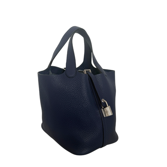 Hermès Picotin 18 Taurillon Clemence Marineblau Palladium Hardware / neuwertig Hermès