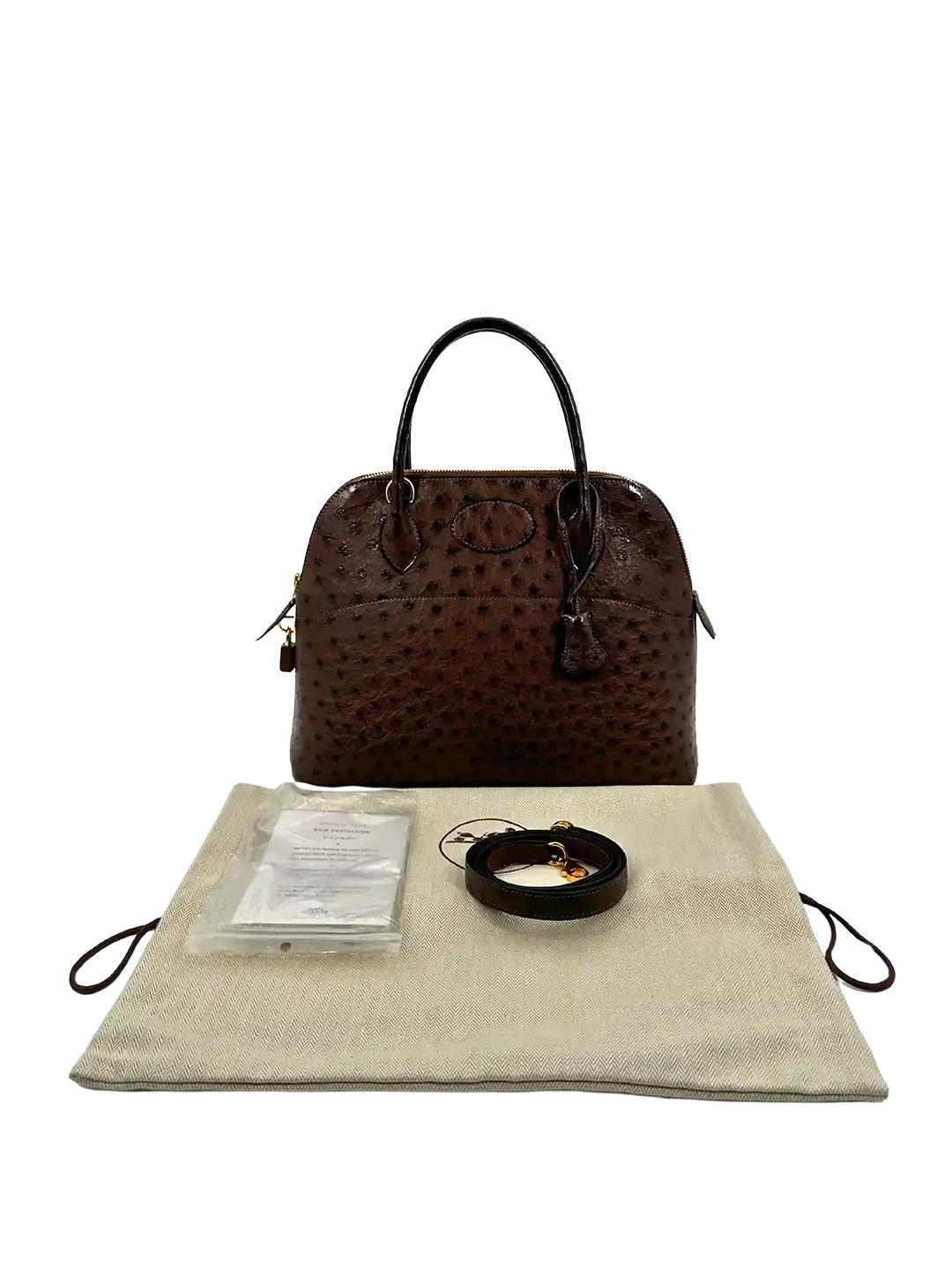 Hermès Bolide 31 Straußenleder braun / sehr gut Hermès