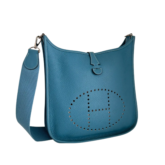 Hermès Evelyne III 29 blau Clemence Palladium Fullset 2010 / sehr gut Hermès