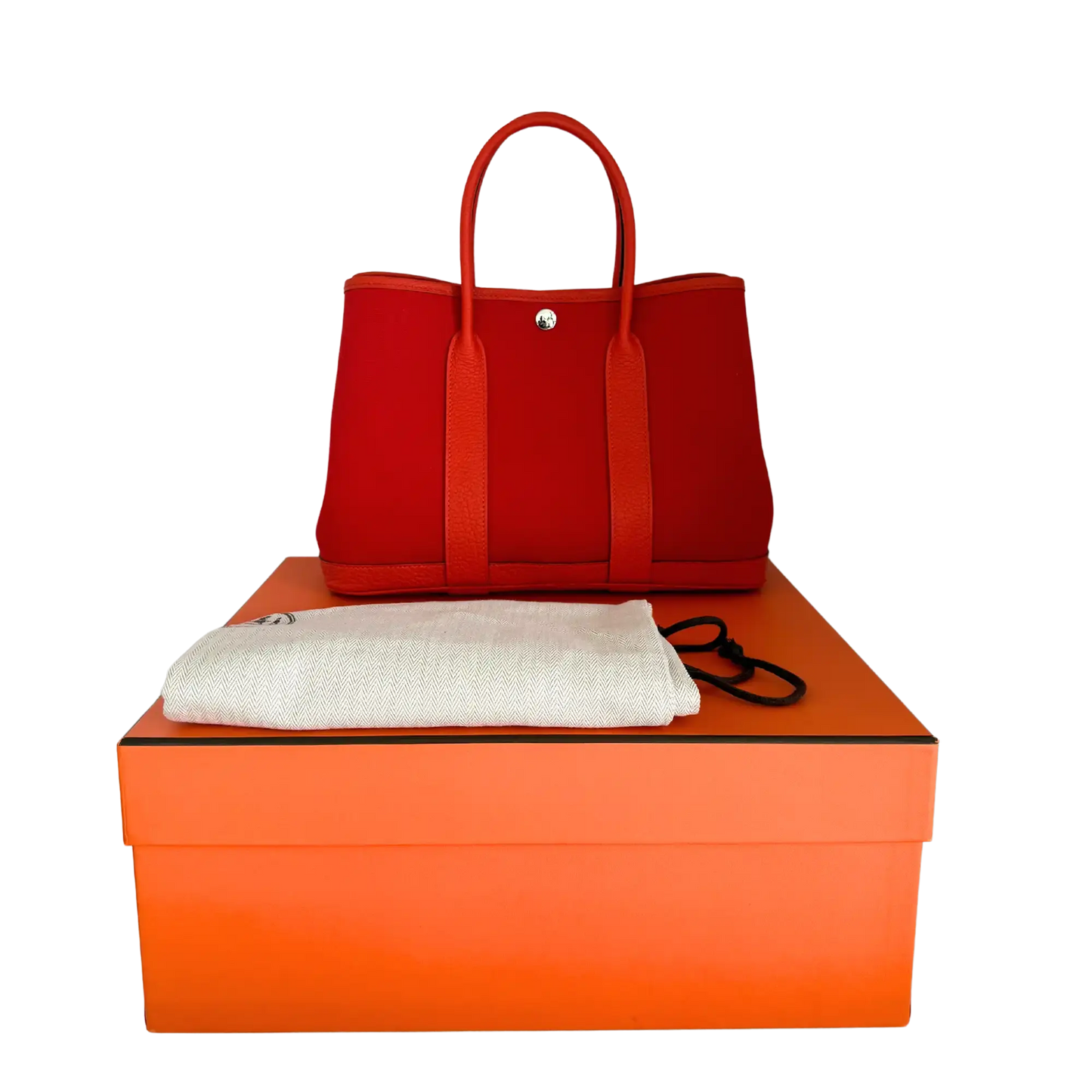 Hermès Garden Party 30 Verso, orange mécano / Cuivre / capucine 2023 Fullset / ungetragen Hermès