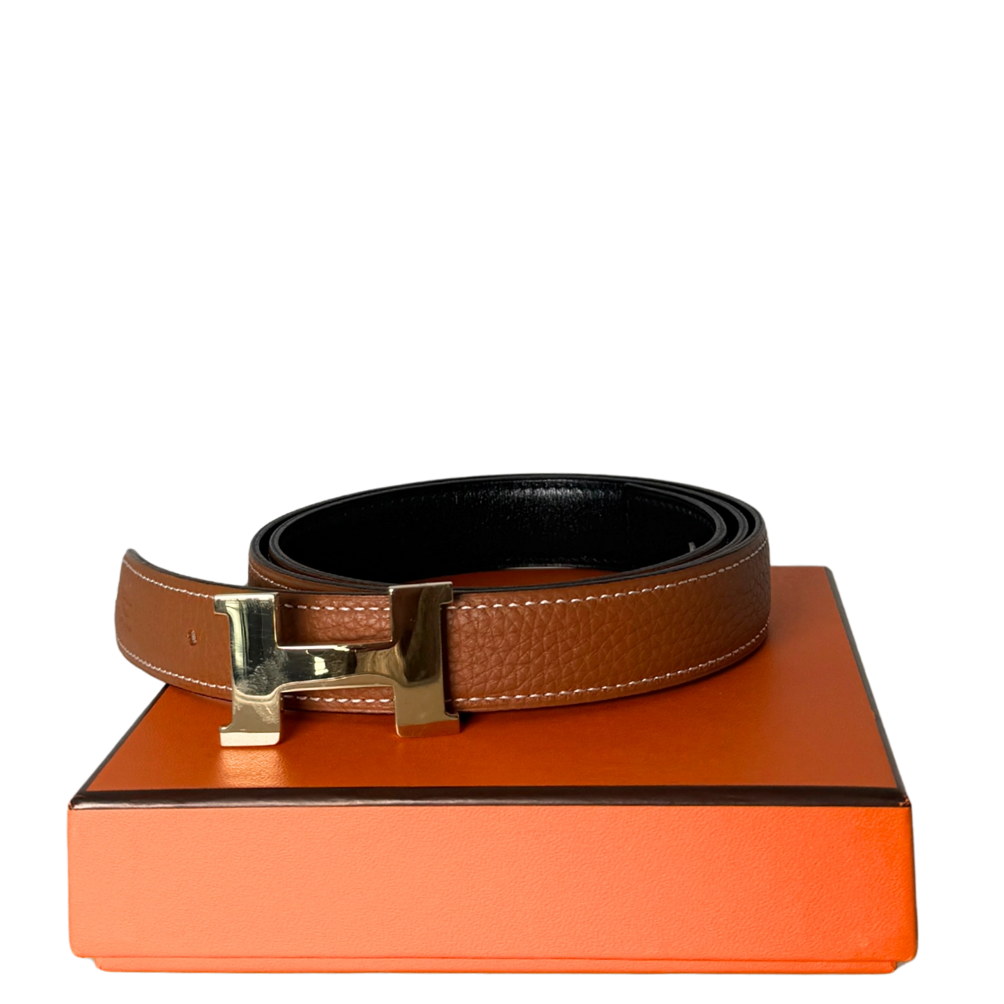 Gürtelschließe H & Wendbarer Gürtelriemen Braun Größe 85 / sehr gut Hermès