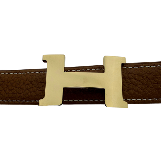 Gürtelschließe H & Wendbarer Gürtelriemen Braun Größe 85 / sehr gut Hermès