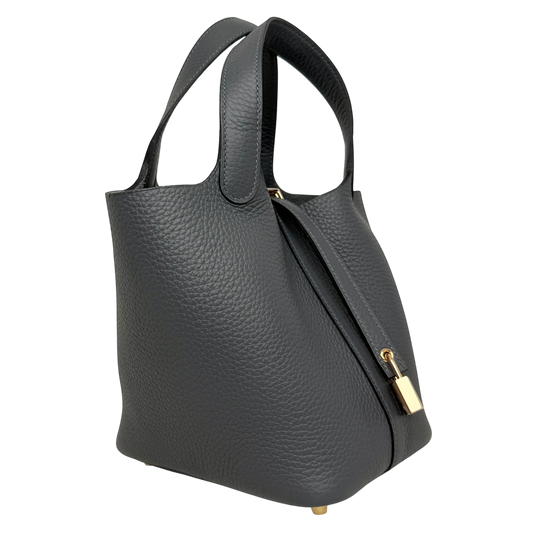 Hermès Picotin Lock 18 Taurillon Clémence Gris Misty Grau Gold Hermès