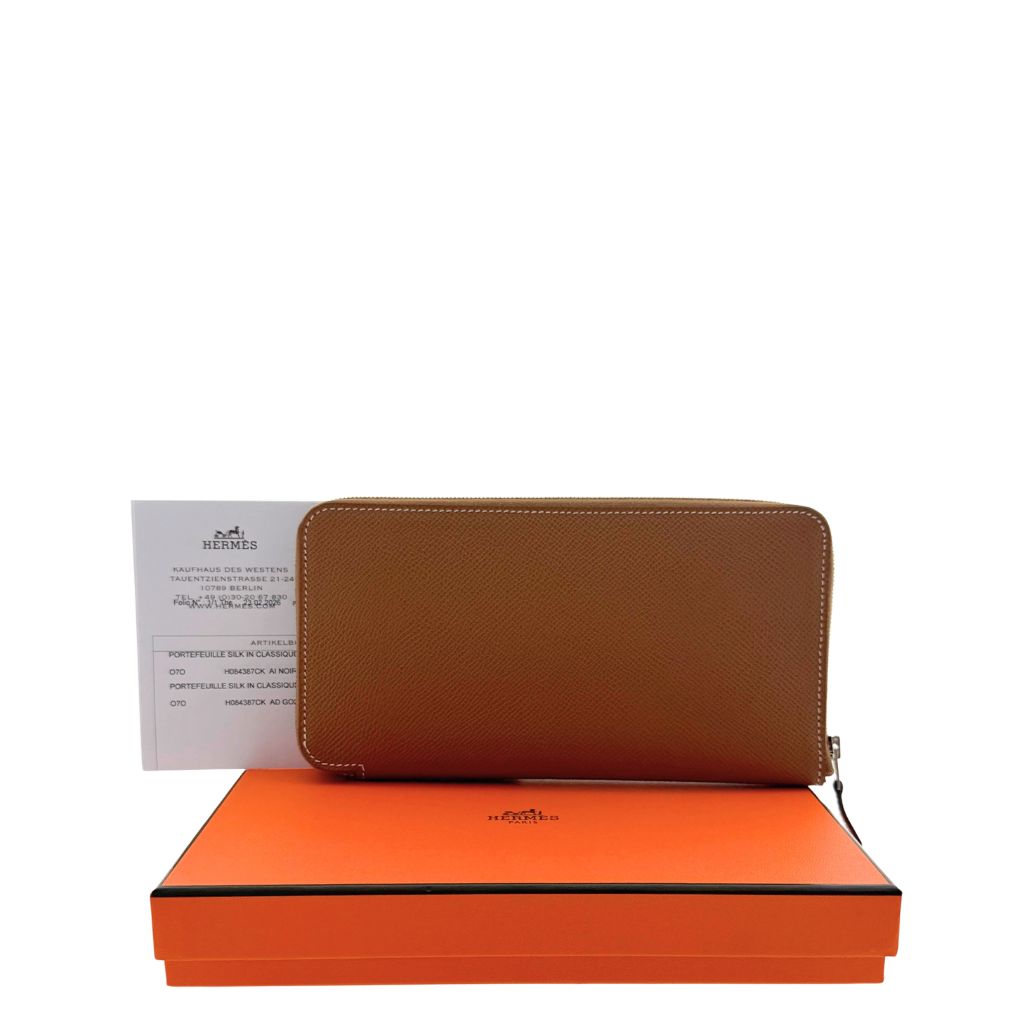 Hermès Silk'In Classique Brieftasche Epsom Leder braun Fullset / neuwertig Hermès