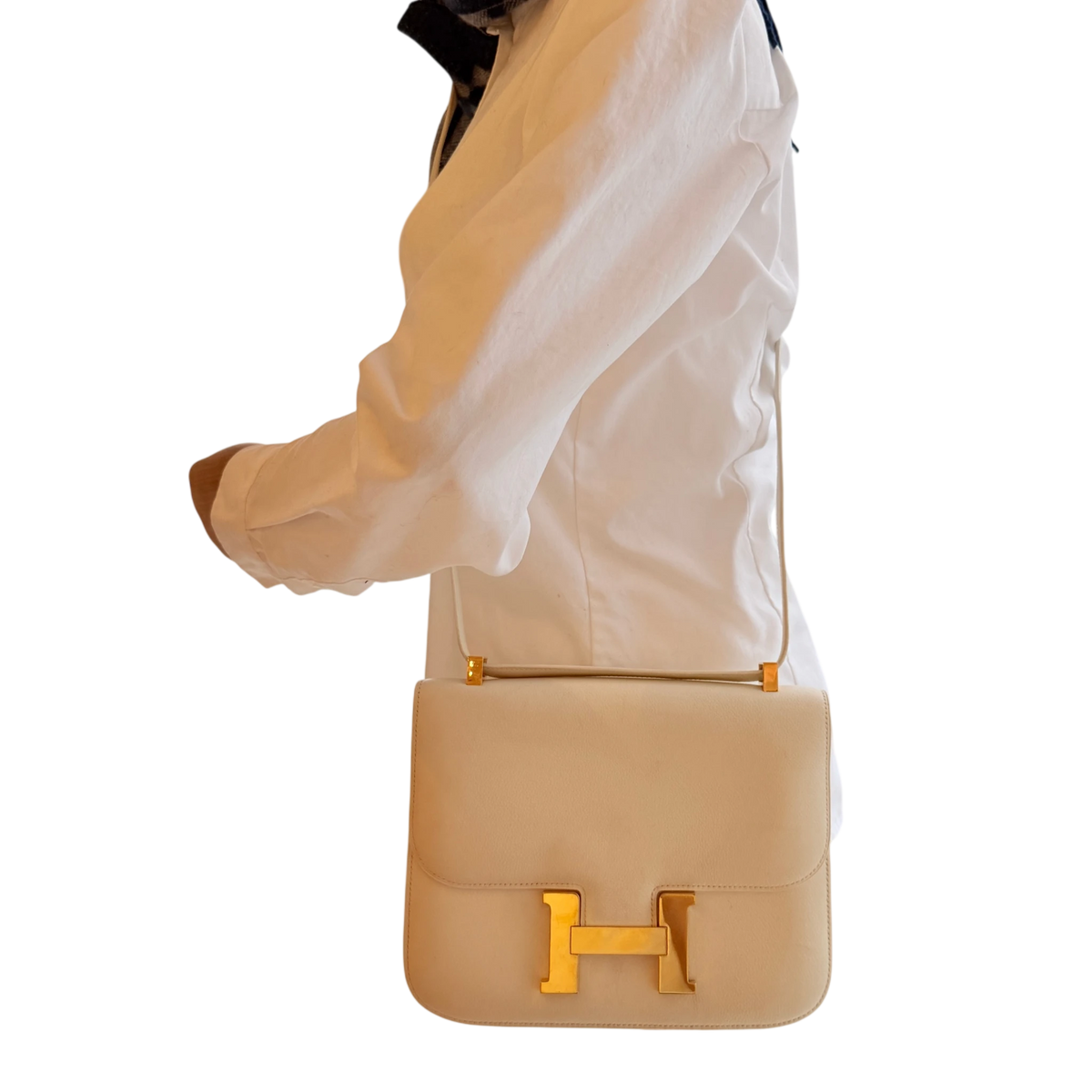 Hermès Constance 23 Vintage 1994 Leder Weiß Gold – Ansicht 23