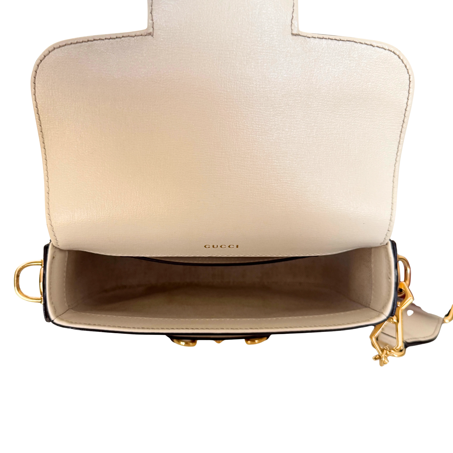 Gucci Kleine Horsebit 1955 Schultertasche Weiß / sehr gut Gucci